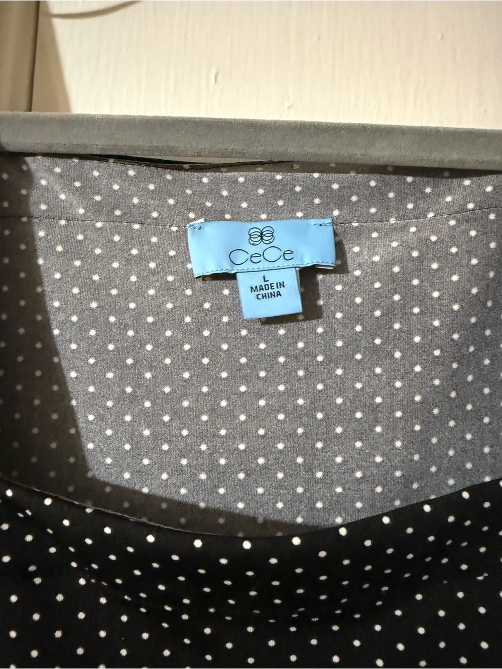 CeCe Black and White Polka Dot Blouse - Picture 4 of 7